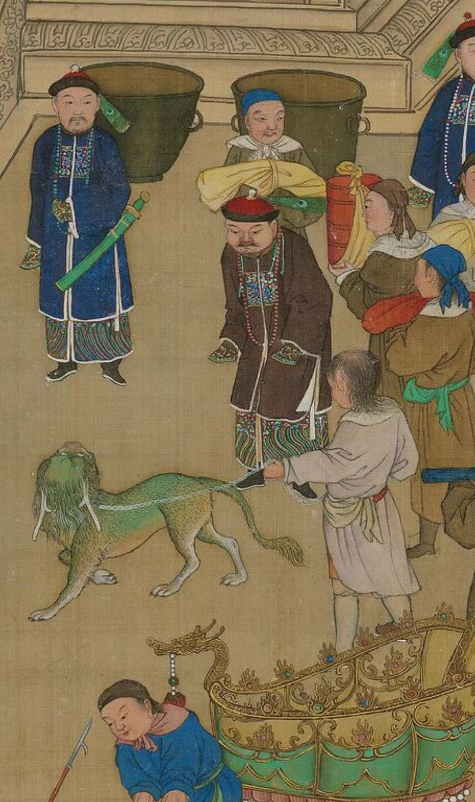 《万国来朝图》中，可能以部分动物为原型再创作的“瑞兽”。