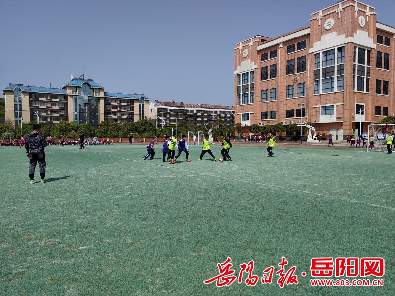 岳阳楼区白杨坡小学校园足球文化节展少年足球风采
